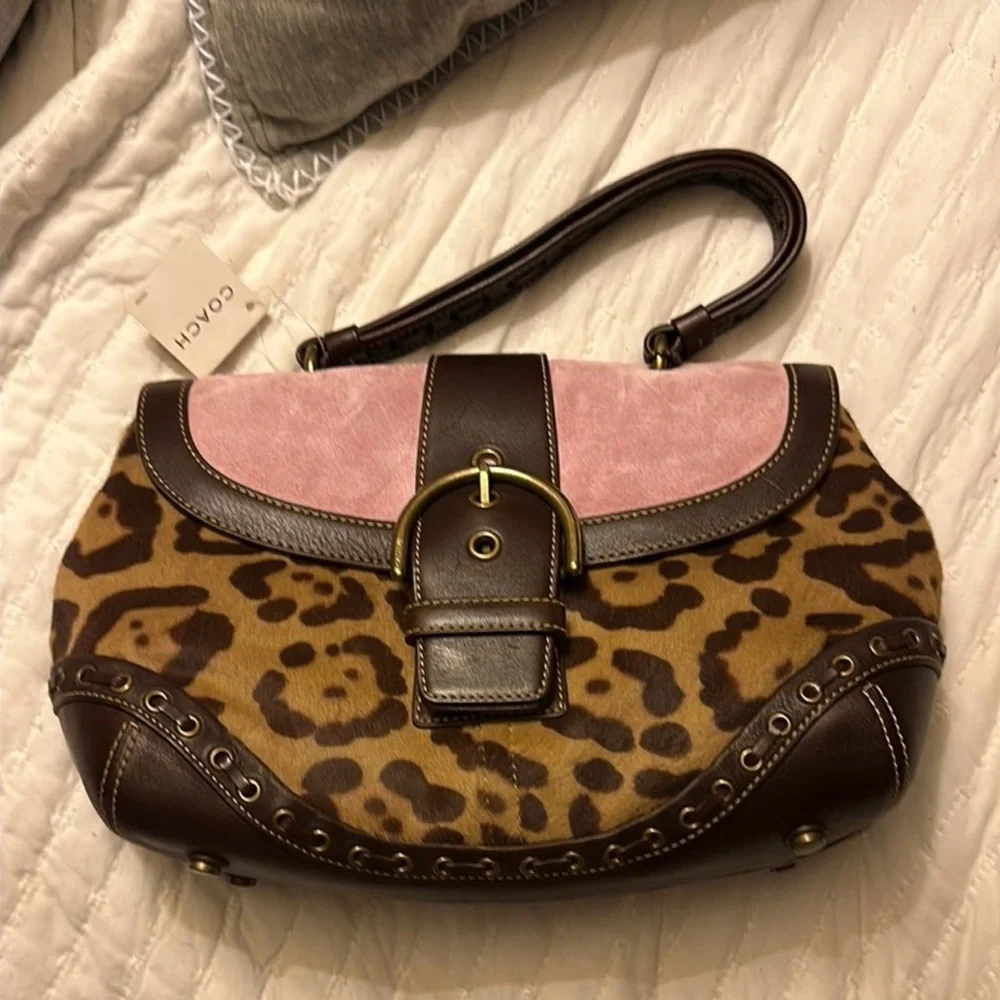 Coach Suede Madison Leopard Print Bag - Picture 2 of 5